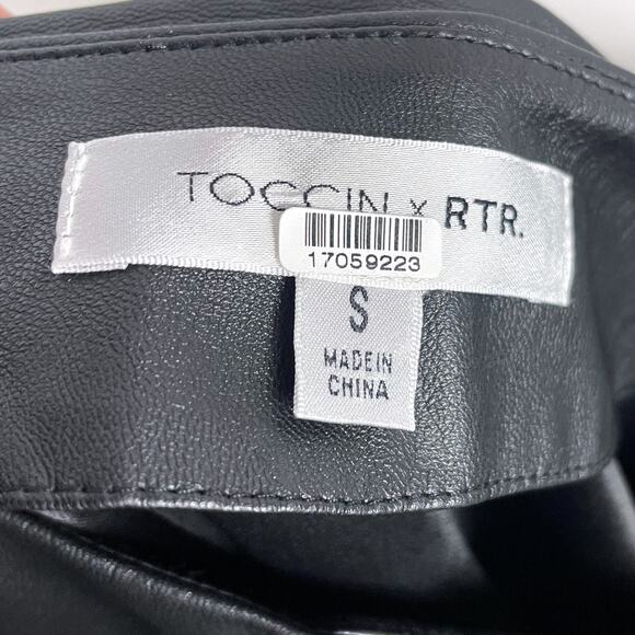 Toccin Faux‎ Leather Wrap Skirt Midi Black Waist Strap Tie Sz S - Picture 11 of 12